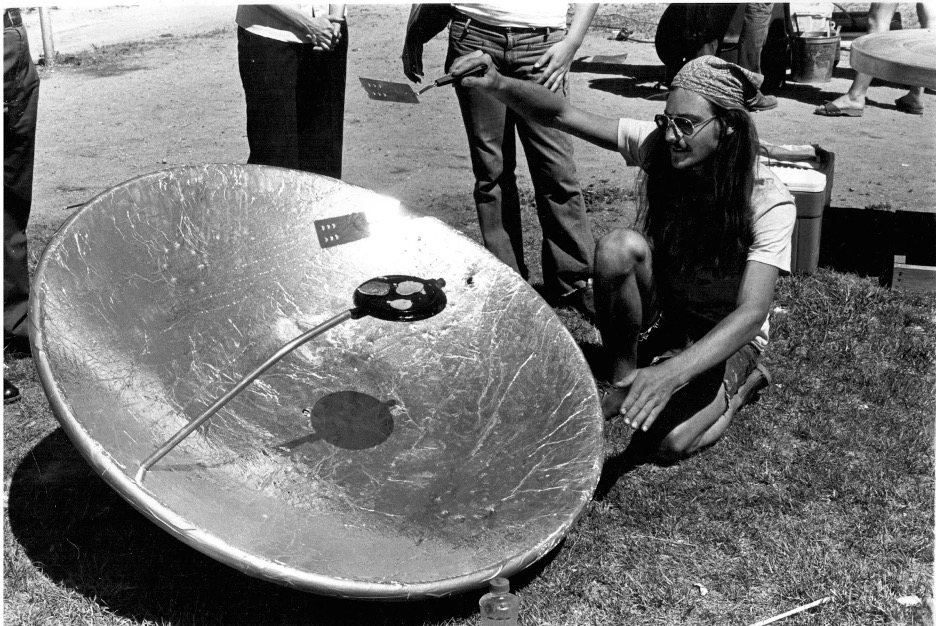 Andrew Stone making pancakes at the Solar Fiesta at the University of New Mexico in 1977