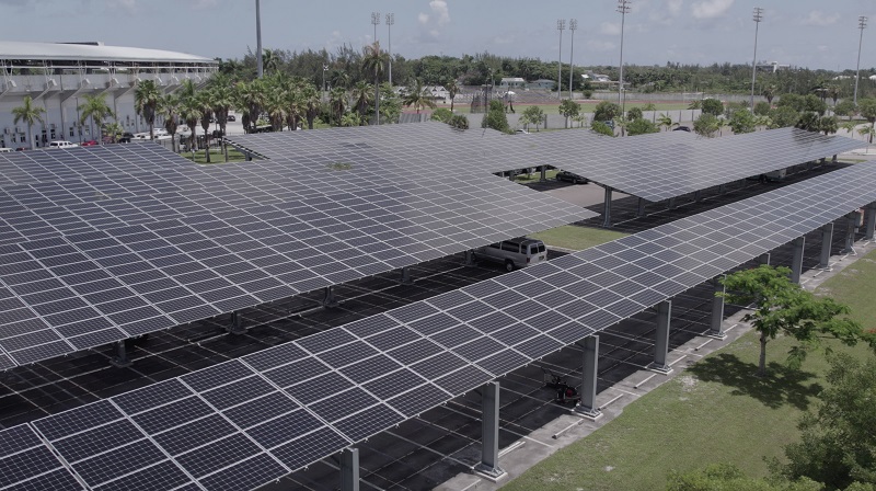 Solar car canopy in The Bahamas