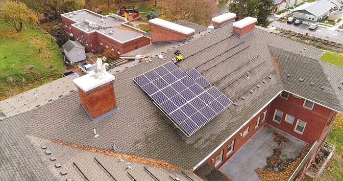 Solar is installed on Transitions, a nonprofit that the Gonzaga University Solar Ambassadors are assisting.