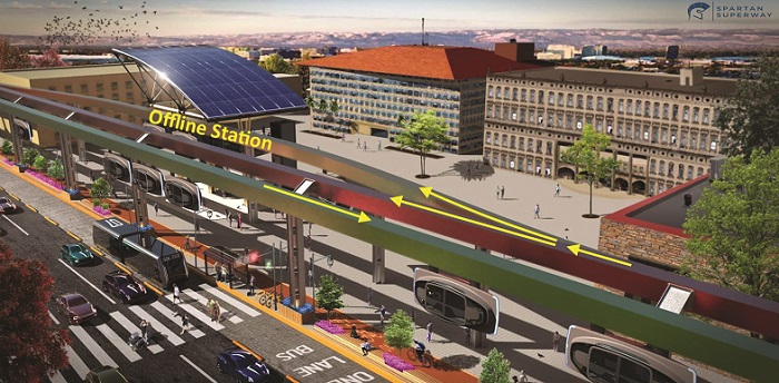 A Spartan Superway diagram shows its appearance with the solar canopy removed.