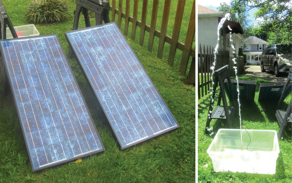 Repurposed solar panels from a PSEA Solar Kit.