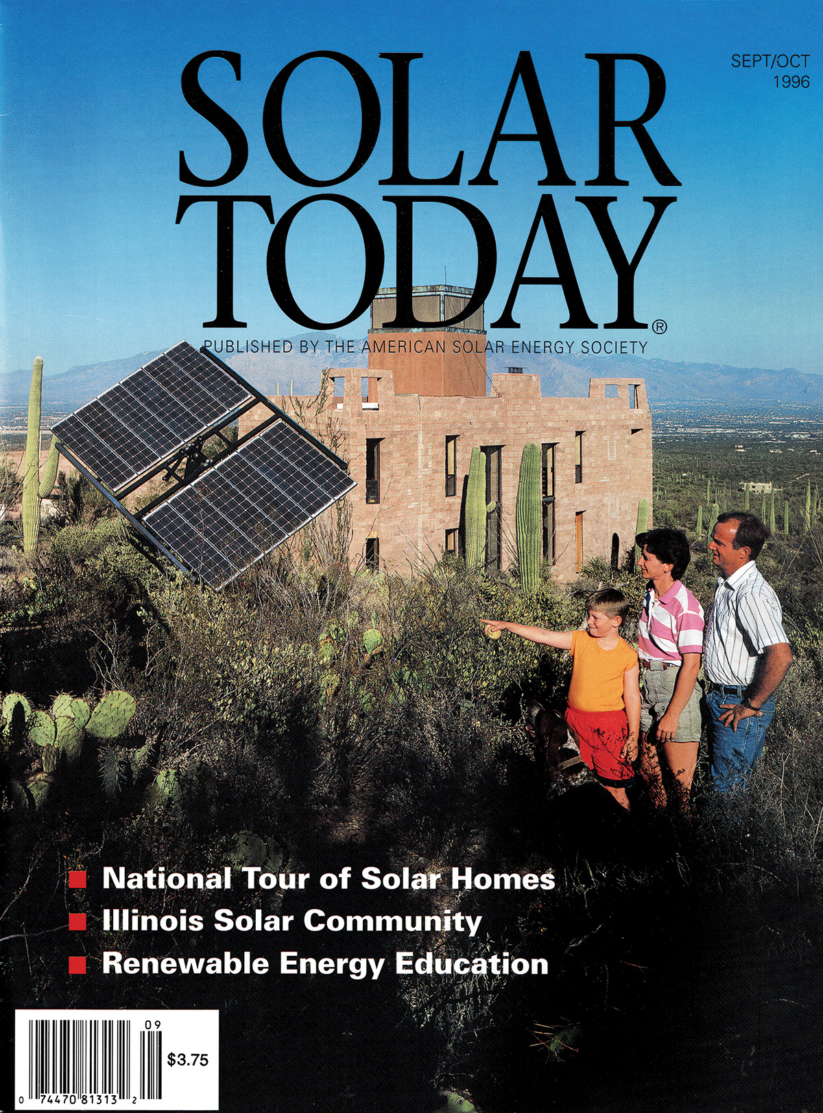 Gale, Richard, and Mathew Marsland featured on the 1996 Sept/Oct cover of Solar Today magazine.