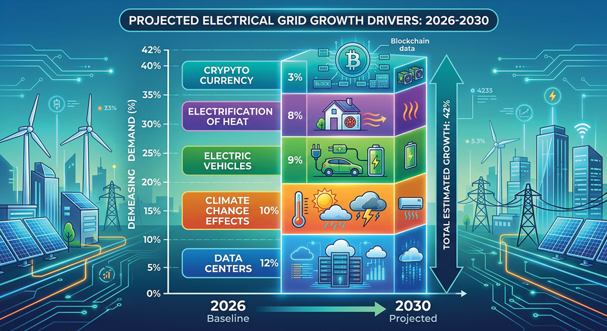 Projections from various studies indicate the US grid may experience over 40% in load demand over the next four years