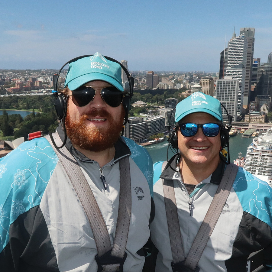 Rob Sternthal (left) with friend and XIP colleague Aaron Richardson on the Sydney bridge climb.